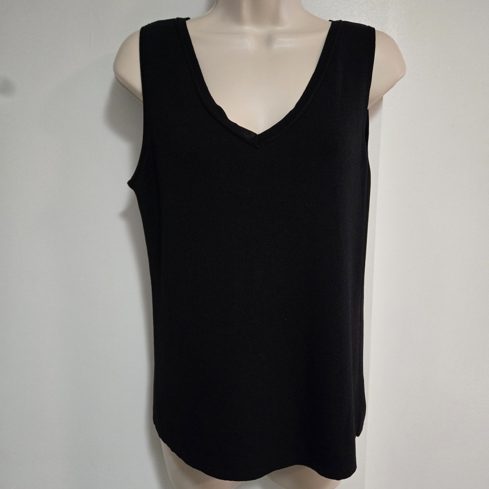 Chico's  Size 1 (M) Black‎ Cotton Nylon Blend Knit Sleeveless Sweater Tank